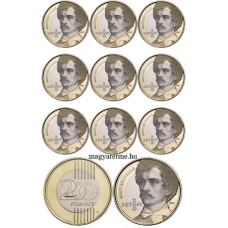 2023. évi Petőfi 200 forint színesfém érme 10 db  - MNB rolniból, nem volt forgalomba